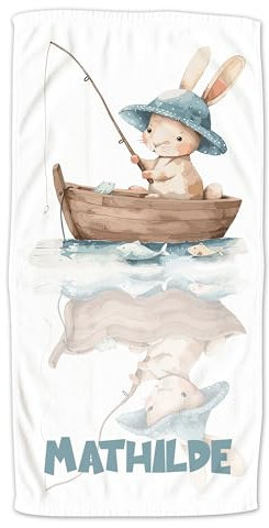 GRAZDesign Kinder Handtuch mit Namen personalisiert, Badetuch Hase für Jungen und Mädchen - 100x50cm