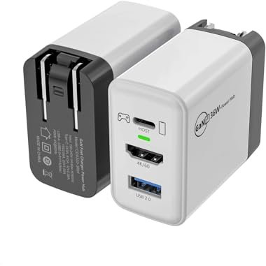 GaN 36W Power Hub 3 in 1 TV Dock Station Compatible with Switch OLED, USB C Charging Hub Laptop Docking Station, USB Type C 3.1 PD Port, USB2.0 and 4K HDMI Port For TV MAC iPhone Other Device