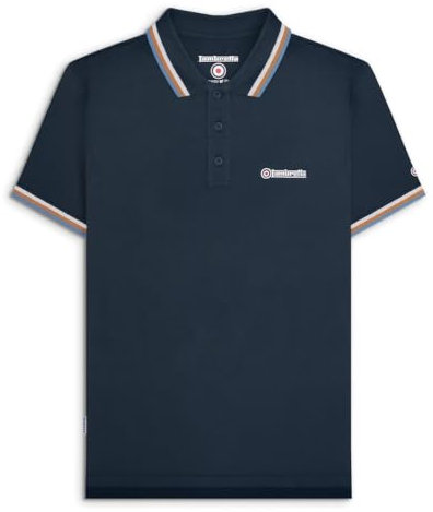 Lambretta Mens Tip Polo Navy White L
