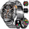LIGE Montre Connectée Homme(3 Bracelets),530mAh,5ATM Étanche,1.43 Montre Tactile Connecté Militaire avec Torche LED Moniteur Fréquence Cardiaque Podomètre Fitness Tracker Smartwatch iOS Android