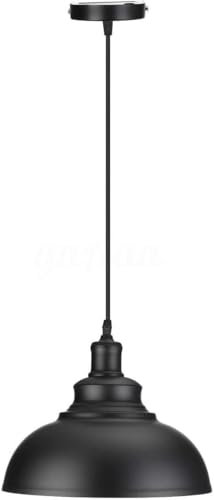 LEDSone Moderner Kronleuchter, Vintage-Hängelampenschirm, industrielle Hänge-Deckenbeleuchtung ideal für Esszimmer Bar Clubs E27-Sockel (Schwarz)
