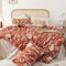 Freyamy Housse de Couette Floral 240x260+2 Taie d'oreiller 65x65cm Caramel Blanc Fleurie Imprimé Parure de lit 2 Personnes Adulte Fleurs Sets de Housse Couette en 100% Microfibre avec Fermeture Éclair