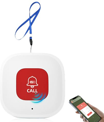 WiFi Notrufknopf für Senioren, Senioren Notruf Empfänger WiFi Alarmanlage Haus, SOS Notfallknopf für Senioren Patienten Behinderte Ältere, Kompatibel mit Tuya /Smart Life, Unterstützt Wi-Fi 2.4GHz