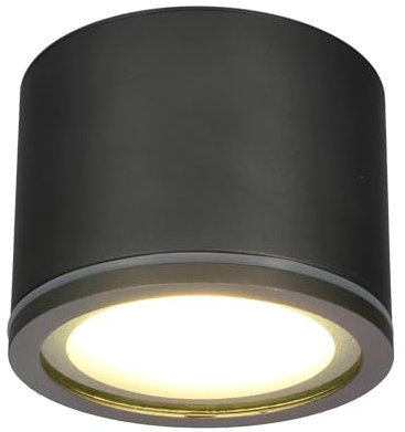 EDO Aufbauspot IP54 Deckenspot Matt Schwarz Flach & Rund - Ø90*60mm Deckenleuchte mit 6W LED GX53 230V Warmweiß 3000K, Aufbauleuchte für Bad Badezimmer Wasserfest, Aufbaustrahler Aluminium