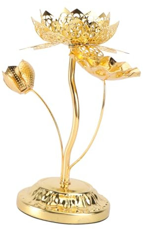 Hoher Lotus Lampenhalter Kerzenständer Spitzkerzen Spitzkerzenhalter Gelbe Kerzen Dekorativer Kerzenständer Lotus Kerzenständer Laterne Kerzenhalter Kerzenständer Golden Cabilock