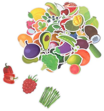 Alasum 50stücke Obst Und Gemüse Aufkleber Für Junge Mädchen Cartoon Essen Sticker Gemüse-dekor Für Klassenzimmer Lebensmittelaufkleber Für Scrapbooking Fensterdekor Mit Gel