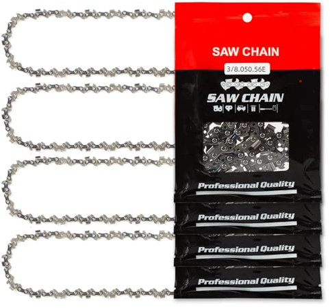 RAINHOL 16 Inch Chainsaw Chain, 56 Drive Links, 3/8 LP Pitch .050 Gauge, Fits Craftsman, Echo, Poulan, Greenworks and More (4 Pack)