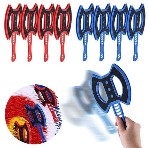 Stiatu Bristle Target Throwing Axe - 8 Piece Plastic Axe with 4 Blue Plastic Throwing Axes, 4 Red Plastic Throwing Axes