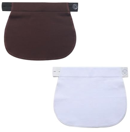 Visxcnu 2pièces extenseur Pantalon Ajustables pour Femmes Enceintes, Taille De Femme Enceinte Allongée Rallonge de Ceinture (Blanc + Marron)