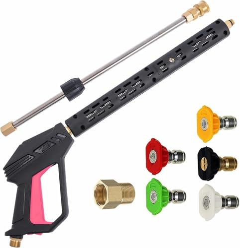 4000 PSI Replacement Pressure Washer Gun, with Extension Wand, 40 Inch, M22 15mm or M22 14mm Fitting, 5 Nozzle Tips