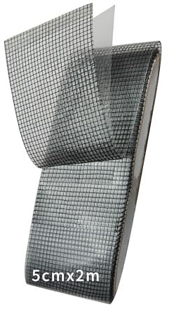 FloraVigo Set di riparazione per zanzare, zanzariera autoadesiva, per riparare zanzare, nastro adesivo, rete per mosche, forte adesione, impermeabile, durevole, 5 cm x 2 m (nero)