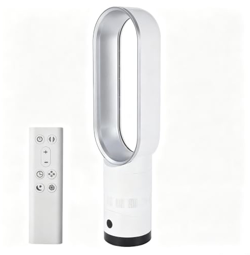 UOEONR rotorloser Ventilator mit Fernbedienung,64CM Turmventilator Sehr Leise,80° Oszillation,LED Display, Luftkühler, rotorloser Ventilator,Bladeless Fan für Schlafzimmer Büro (grey)
