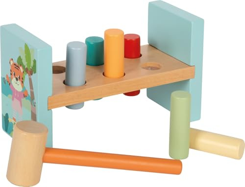 small Foot Klopfbank „Jungle Friends“, Robustes Klopfspiel aus FSC® 100%-zertifiziertem Holz, mit Dschungel-Motiven, für Kinder ab 12 Monaten, 12763
