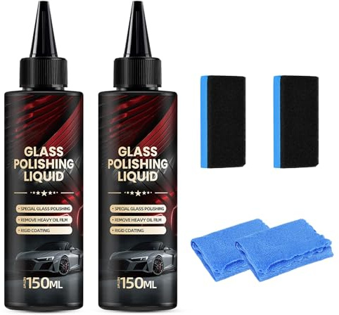Glasautos Politur Flüssigkeit, 2 Stück Glasautos Politur Flüssigkeit, Autoglas Polierflüssigkeitsextrakt, Reinigungsmittel Automotive Polierpulver Glas for Scratches Autoglas
