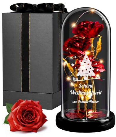 Maverton ewige Rose mit Licht personalisiert, Pärchen Geschenke