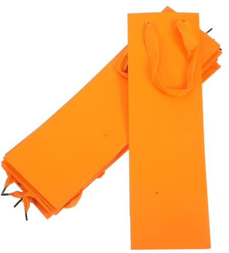 NUOBESTY 20pcs Waterproof Paper Wine Bags with Handle Reusable Single Bottle Carrier Pouch for Whiskey Beer and Wine in Persimmon Orange for Party and Housewarming