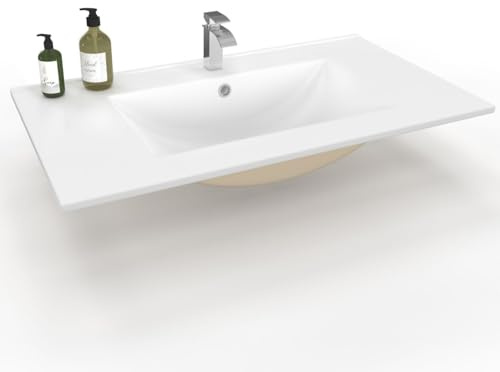 IDMarket - Rechteckiges Einbauwaschbecken aus weißer Keramik L. 81 x B. 46 x H. 17 cm