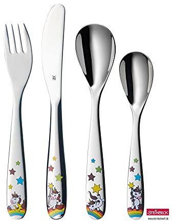 WMF Kinderbesteck 4-teilig Einhorn mit Gravur auf der Rückseite