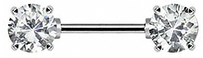 Piercingfaktor Brustpiercing Brustwarzen Intimpiercing Nippelpiercing Barbell Intim Nippel Brust Piercing Schmuck Tribal Doppel Kristall Kugel 16mm Silber Clear