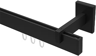 Interdeco Innenlauf Gardinenstangen eckig/kantig Schwarz Typ 10212819, 140 cm