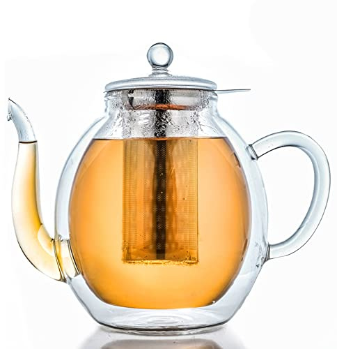 Creano doppelwandige Glas-Teekanne 1,4l mit Edelstahlfilter - tropffrei.