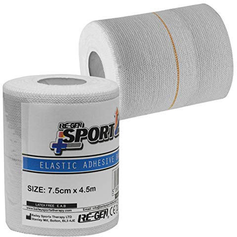 RE-GEN Sport-Bandage, elastisch, selbstklebend, Größe 7,5 cm x 4,5 m, ideal für mittelgroße / große Gelenke, Knöchel, Handgelenk, Ellenbogen, Knie, Schulter, Rugby, Fußball
