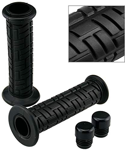Motorrad-Griffe schwarz für 7/8 22mm Lenker 130 mm offen Griffgummi Scooter