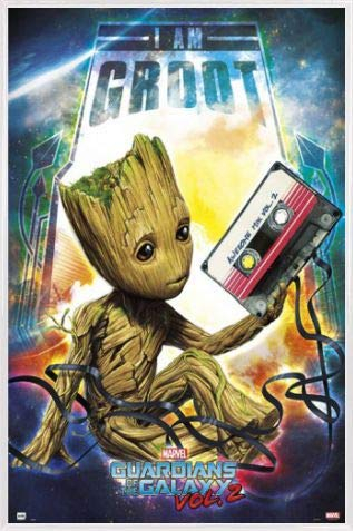 1art1 Guardians of The Galaxy Poster Plakat | Bild und Kunststoff-Rahmen - Vol 2, Groot (91 x 61cm)
