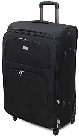 ORMI trolley valigia espandibile grande capiente da stiva standard 20 23 Kg adatta per tutti compagnie aree per qualsiasi viaggio con 4 Ruote (Nero, XL (74x30x46))