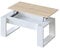 Mesa de Centro Elevable, Mesita de Salon, Comedor, Modelo Nova, Acabado en Blanco Artik y Roble Canadian, Medidas: 105 cm (Largo) x 55 cm (Ancho) x 45-54 cm (Alto)