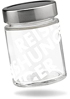REISHUNGER Reisgläschen, Vorratsdosen Glas mit Deckel für 300g Reis, massives Glas mit Skala zum Abmessen - erhältlich als 1er und 4er Packung