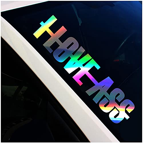 Finest Folia Frontscheibenaufkleber Schriftzug I Love Ass Aufkleber für Windschutzscheibe Heckscheibe Frontscheibe Auto Fahrzeug Dekor Sticker FS136 (Hologramm, Innenklebend)