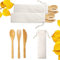 ANTEVIA - Lot de 2 ensembles de 3 couverts de voyage en bois + étui de rangement | PLUS DE 10 MODELS | Boîte à déjeuner Table transportable (Plusin)