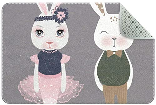 Teppich, Motiv: Balletthase mit sanftem Hase, rutschfest, für Wohnzimmer, Schlafzimmer, Mädchen, Jungen, Kinderzimmer, Schlafsaal, Kinderzimmer, 88,9 x 61 cm