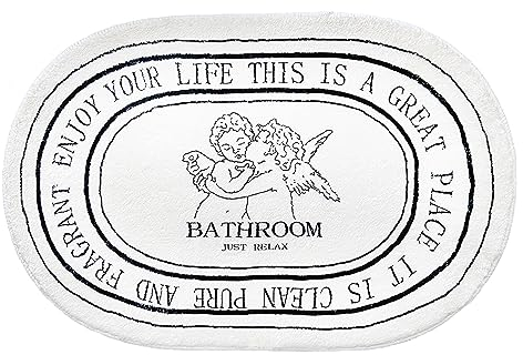 ontinny Tapis de Salle de Bain Doux et Absorbant pour Le Sol, Lavable en Machine, antidérapant, pour Douche, Toilettes, Baignoire, 50,8 x 81,3 cm, Noir et Blanc