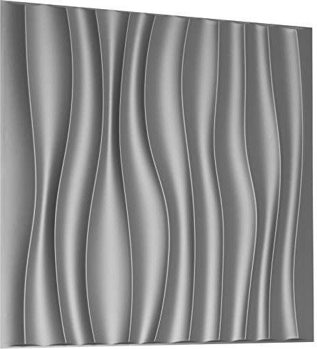 NOVECRAFTO Wave Flow Design 3D Wall Panels Pack of 8 Sheets Covering 21.53 sq ft (2 sqm), Decorative Cladding Panel Size 19.7x19.7 (50x50cm) PVC Panel in Silver with Wave Flow Effect