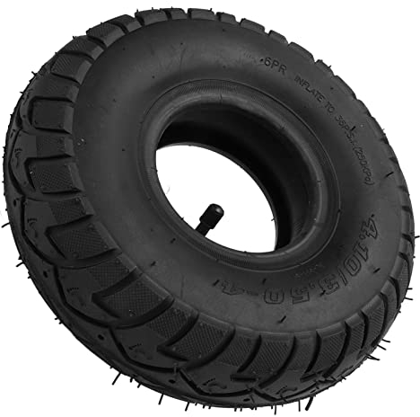 4.10/3.50-4 10 Zoll Stoßdämpfung Gummi Ersatzreifen Schläuche Reifenrad Schlauch Ersatz Schwarz Rad Reifen Luftrad mit gebogenem Ventilstiel für Sackkarren Dollies Schubkarren Rasenmäher Anhänger