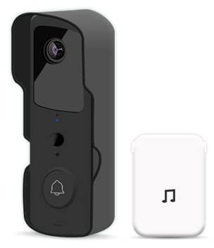 Yagusmart WiFi Smart Video Türklingel Kamera mit Glockenspiel Wasserdicht PIR Überwachungskamera 1080p HD Video Nachtsicht Kabellose Türklingel Fernbedienung mit Batterien (Schwarz)