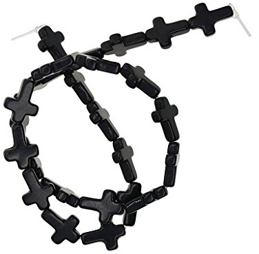 1 Strang Howlith Türkis Lose Kreuz Spacer Perlen Schmuck Herstellung DIY Schwarz