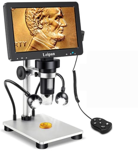 Mikroskop, 7 Zoll LCD Digital Mikroskope mit 32GBTF-Karte, 1080P Mikroskope für Münze PCB Schaltung Reparatur Löten, Münze Mikroskop mit 10 LED Licht, Erwachsene, Kompatibel mit MacOS Windows