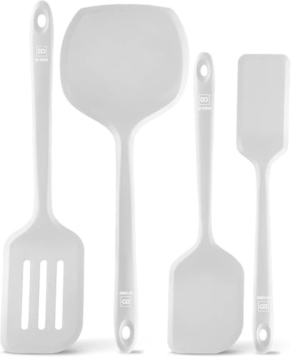 DI ORO Silicone Turner Spatula Set - 600F Heat Resistant, 4-Pc Stone