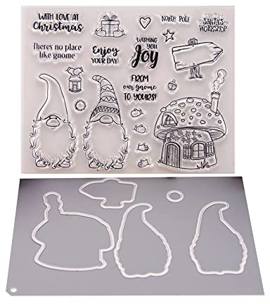 Weihnachten Stanzschablonen und Stempel Set, Silikonstempel Weihnachten,3D Metall Stanzformen Kartenherstellung DIY Scrapbooking Fotoalbum Bastelformen Scrapbooking und Clear Stamp