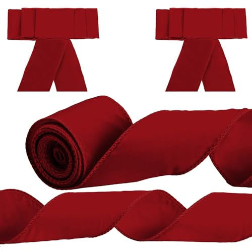 AOVNA 10M x 6.3CM Christmas Wine Red Velvet Ribbon with Wired Edge - Vintage Style (Wine Red)