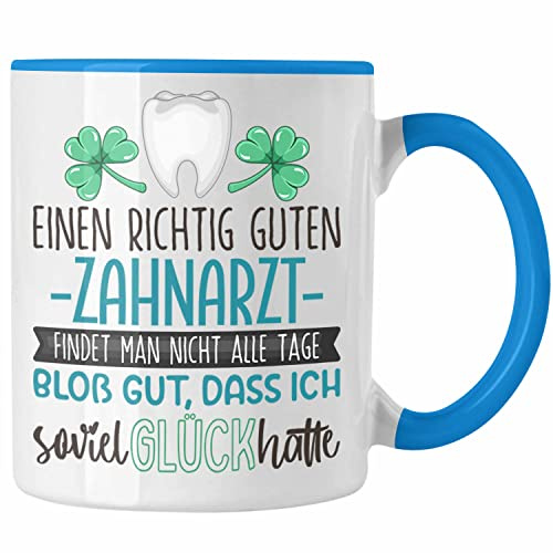 Trendation - Zahnarzt Tasse Geschenk Dankeschön Bester Zahnarzt Der Welt Dankeschön (Blau)