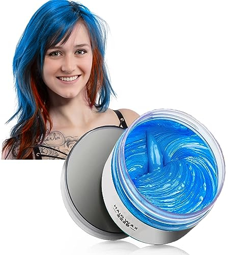 Temporäre Haarfarbe, Haarfarbe Wachs Blau Haarfärbemittel Wachs, Natürliche Frisur Pomade für Party, Cosplay & Halloween (Blau)