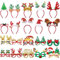 SIQUK 20 Stück Weihnachten Haarreifen Weihnachtsbrille Set, Weihnachten Stirnbänd Haarband Weihnachten Brille Rahmen Weihnachts Kopfschmuck Weihnachtsbaum für Weihnachs Party Kostüm