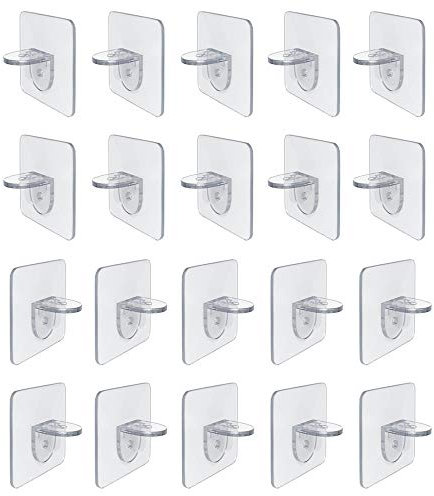 20 Pcs Shelf Support Pegs,Punch-Free Shelf Support,Partition Layer Fixed Paste Hook,Shelf Support Adhesive Pegs,Cupboard Wardrobe Glass Shelf Support,Super Load-Bearing