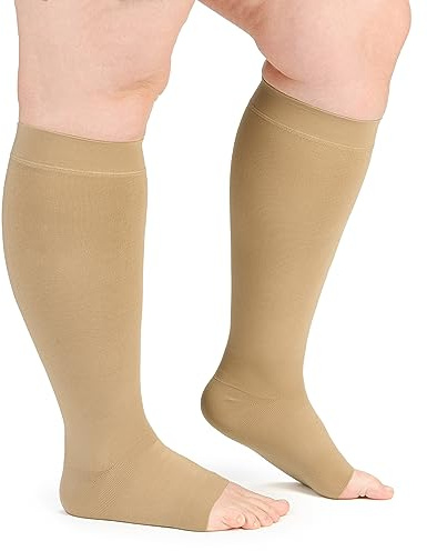 Compressana FREE Wadenstümpfe KKL 2 mit offener Fußspitze, ohne Haftband - einfach und komfortabel (IV, L, silk)