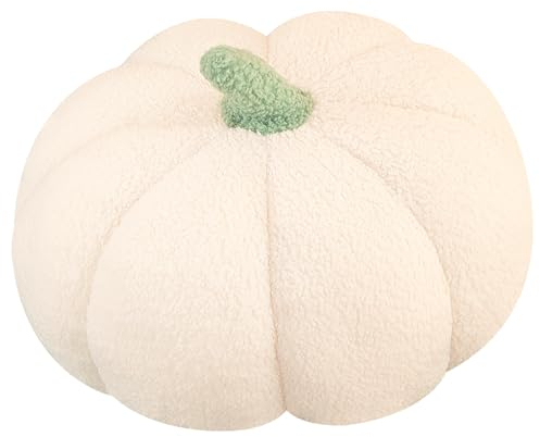TNSLAND Cojín de Calabaza Relleno 3D, 25 cm, para Halloween, Dormitorio, Decoración, Sofá, Regalo (Blanco)
