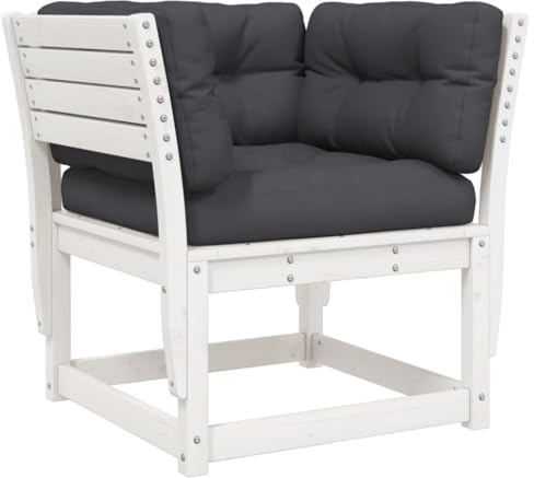 vidaXL Gartensofa mit Armlehnen und Kissen Weiß Massivholz Kiefer